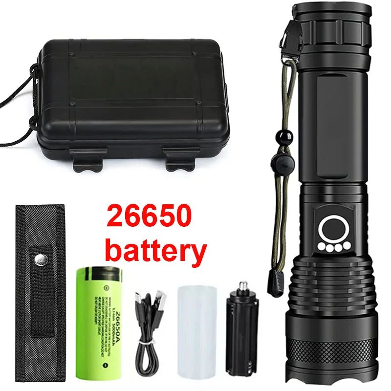 High Power Rechargeable LED Tactical Flashlight with Zoom
