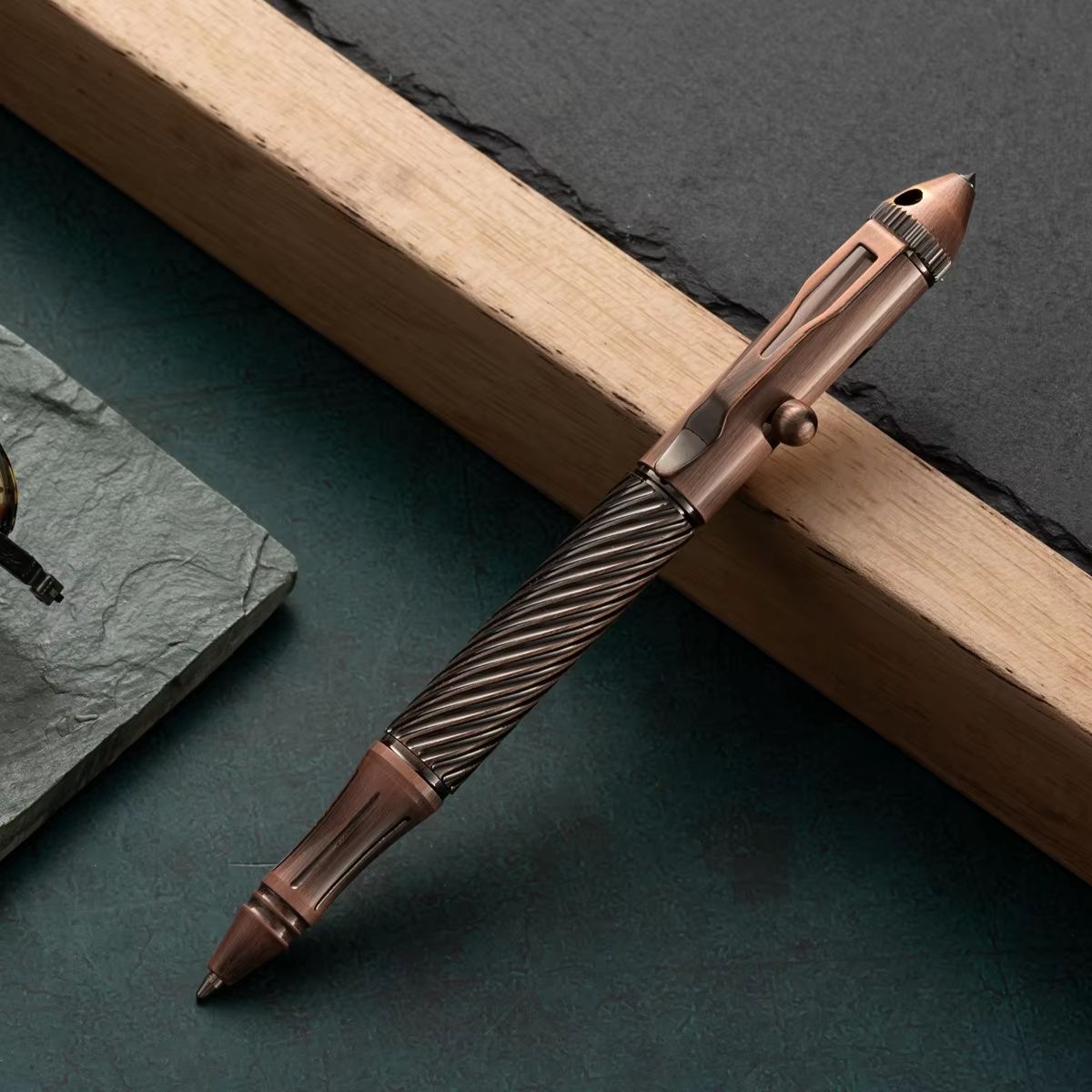 Retro Brass Bolt Action Tactical Pen Tungsten Steel EDC Writing Tool