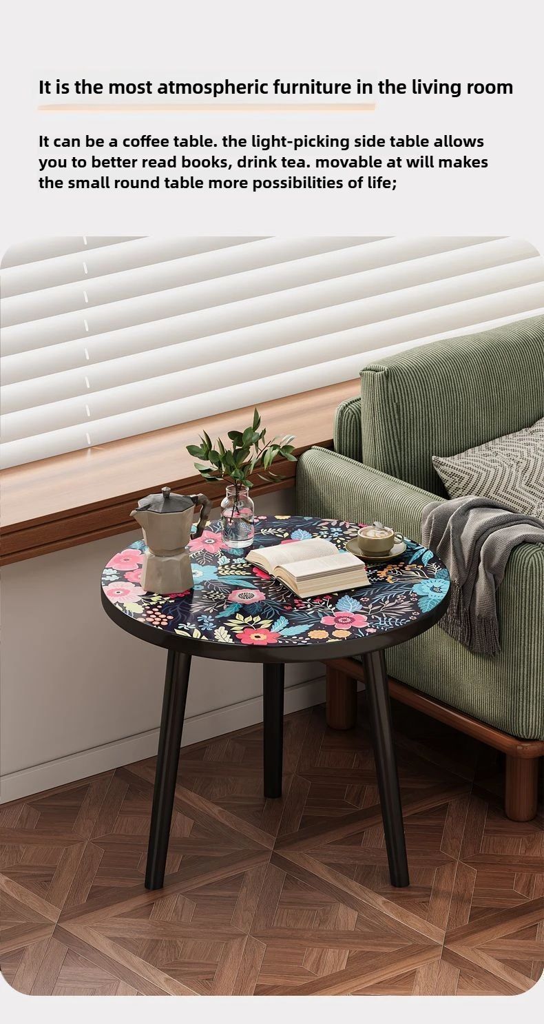 Mandala Wooden Round Side Table