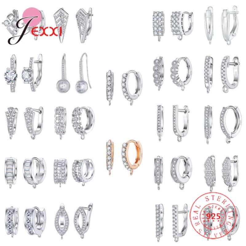 Korean Style Crystal Earring Findings: Genuine 925 Sterling Silver DIY Jewelry Accessories