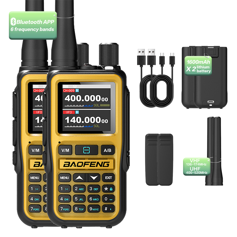 UV Mini Walkie Talkie with Bluetooth & NOAA Weather Radio, USB C Charging
