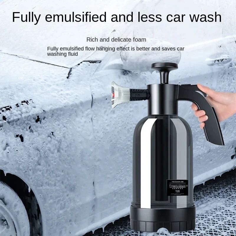 2L Hand Pump Foam Sprayer Snow Foam Cannon Bottle with 3 Nozzles for Car Wash and Window Cleaning