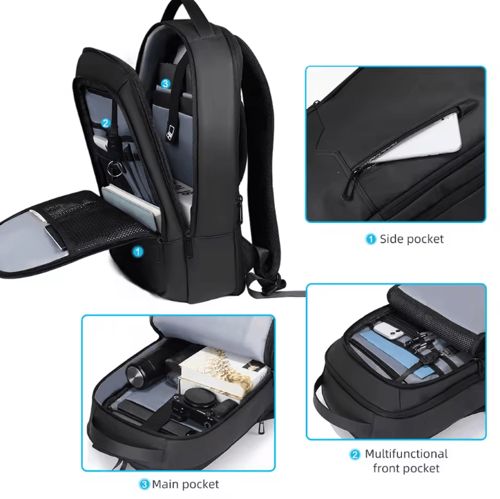 Heroic Knight Slim 15.6-Inch Laptop Backpack – Waterproof Business & School Bag with USB Charging