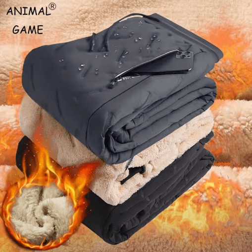 Mens Winter Plush Fleece Sweatpants Lambswool Thermal Waterproof Casual Pants