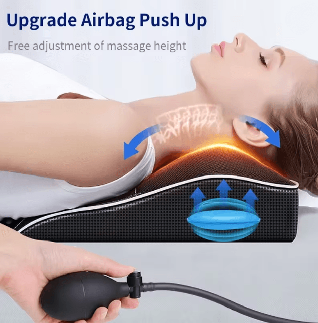 Electric Shiatsu Neck Massage Pillow with Airbag Traction Heat and Vibration