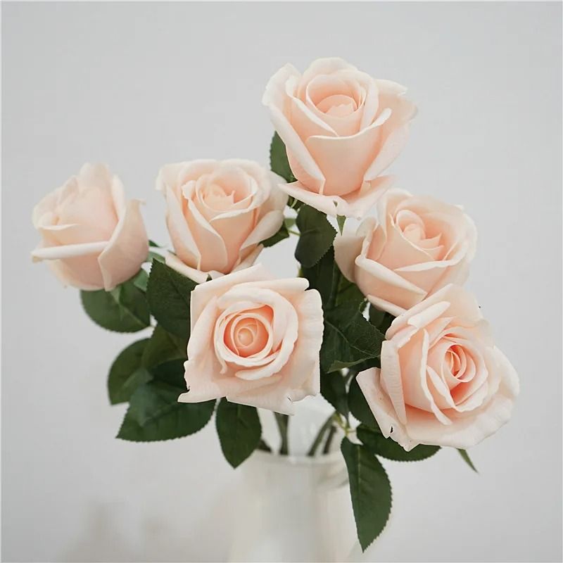 Artificial Latex Ellie Rose Branches Real Touch Fake White Roses