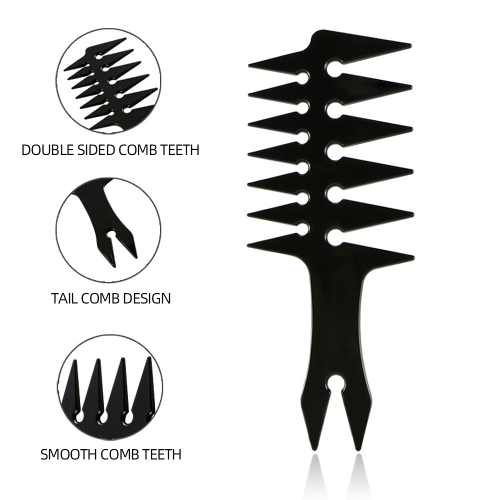 Men's Essential Fishbone Comb, Retro Double sided Hairdressing Comb for Styling