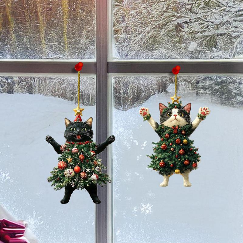 Cute Cat Christmas Tree, Pendants Hanging Ornaments for Car and Backpack