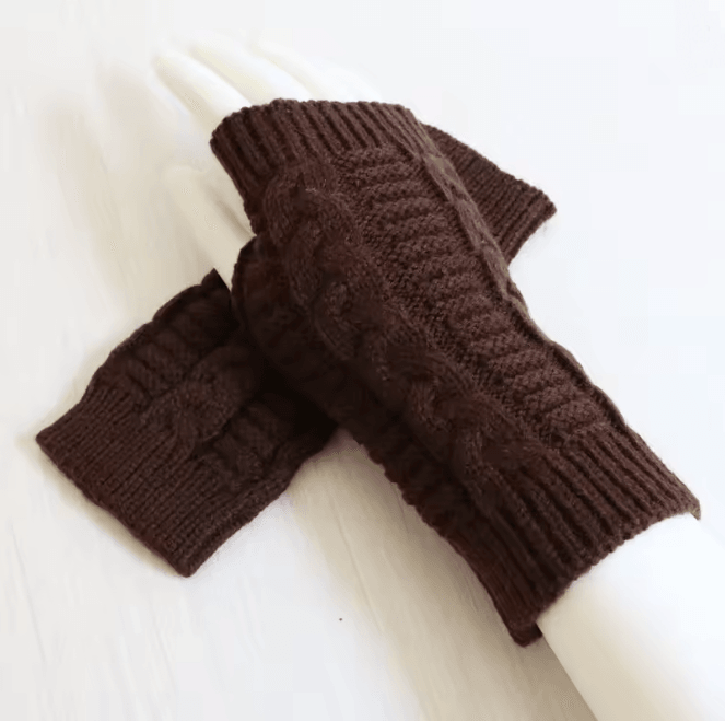 Chunky Knit Faux Wool Fingerless Gloves