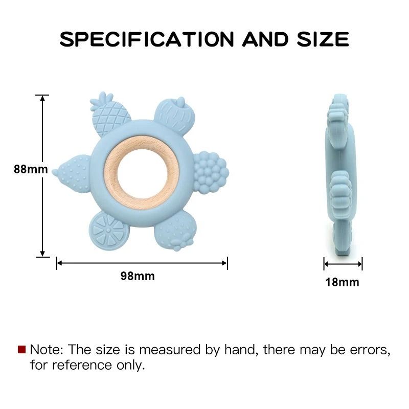 Fruit-Theme Silicone & Wooden Baby Teether – BPA-Free Infant Chewing Toy