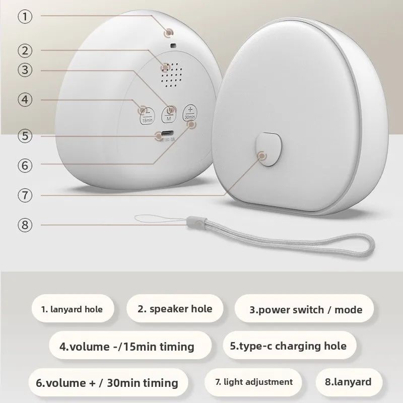 Rechargeable White Noise Machine with RGB Touch Night Light - Sleep Sound & Baby Sleep Aid Lamp
