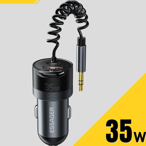 Wireless Bluetooth Car Charger AUX Adapter, Fast Charging for iPhone, Huawei, Xiaomi, Samsung