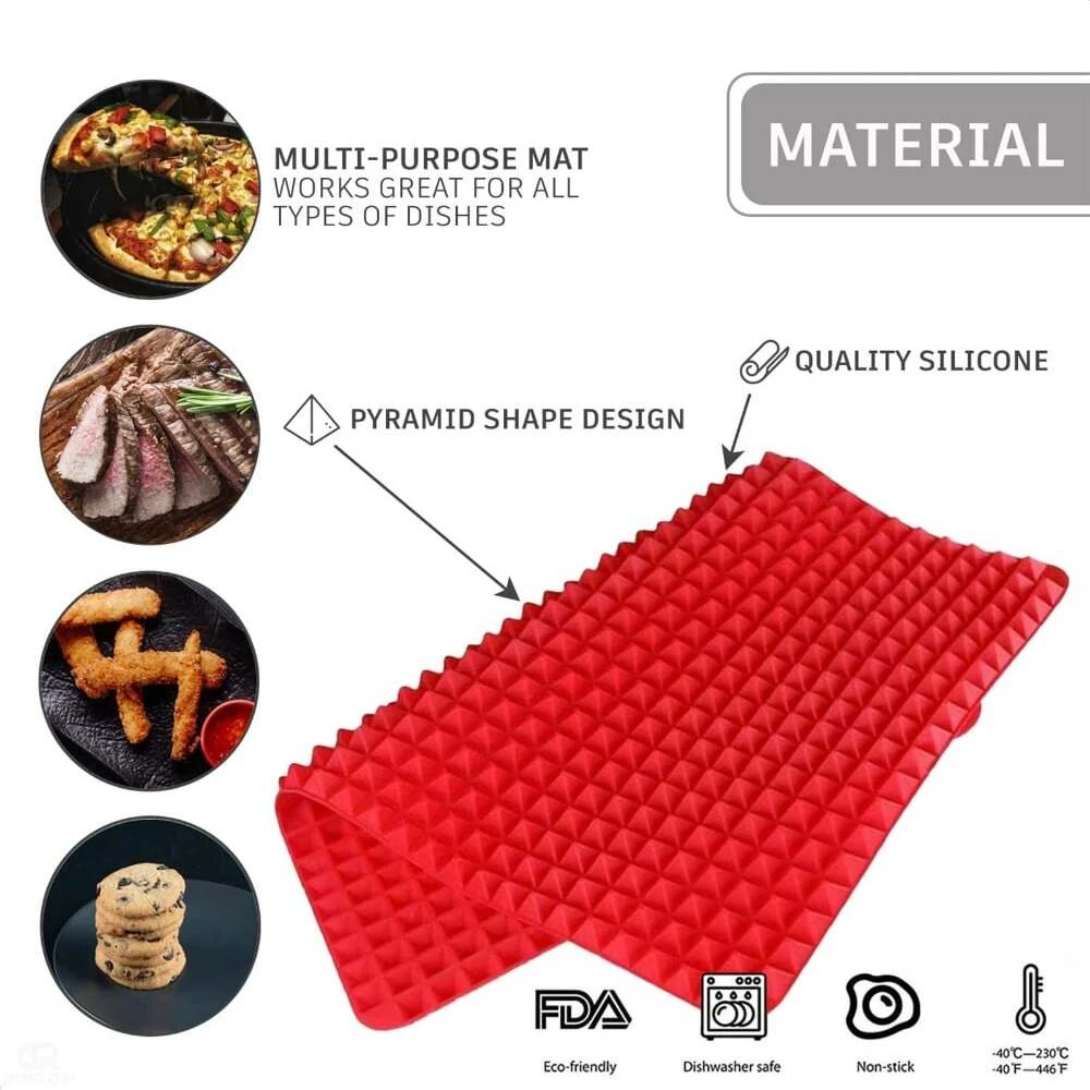 Non-Stick Silicone Baking Mat with Grid – Heat-Resistant, Versatile BBQ & Oven Mat