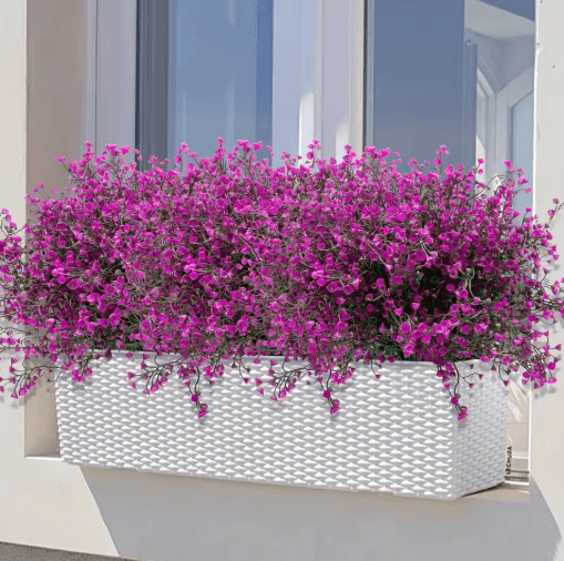 12 Bunches UV-Resistant Artificial Flowers Lush Outdoor Artificial Plants for Garden & Window Box Decor