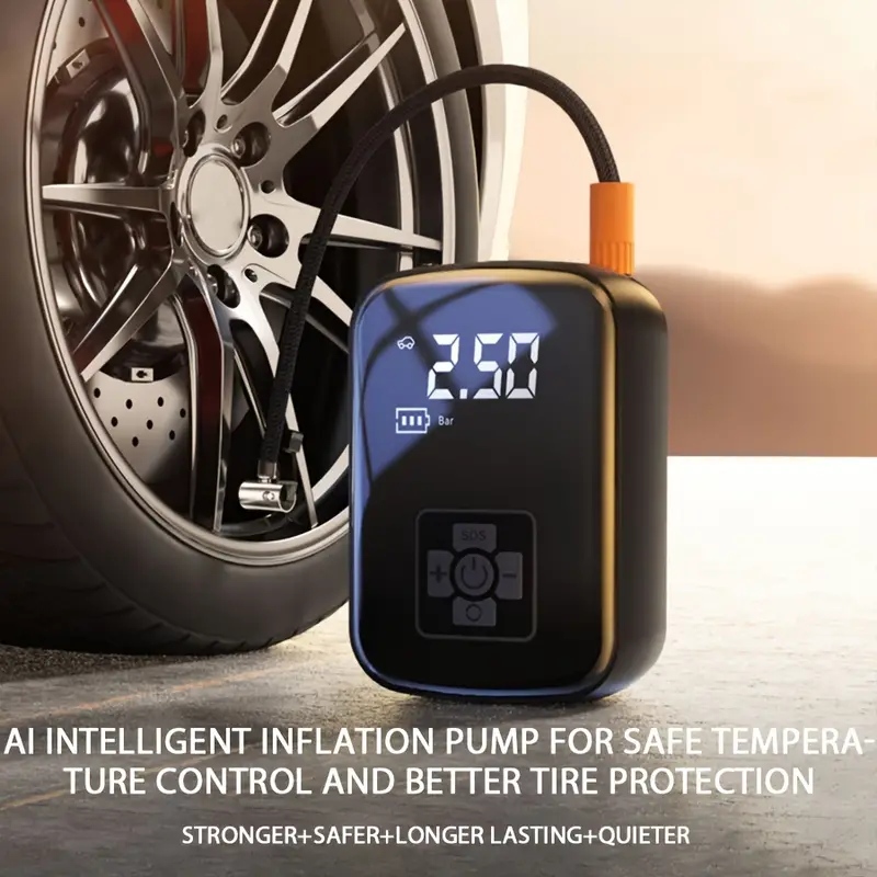 Wireless Car Air Compressor Electric Tire Inflator Pump for Motorcycle, Bicycle, Boat & Auto Tyre Inflator