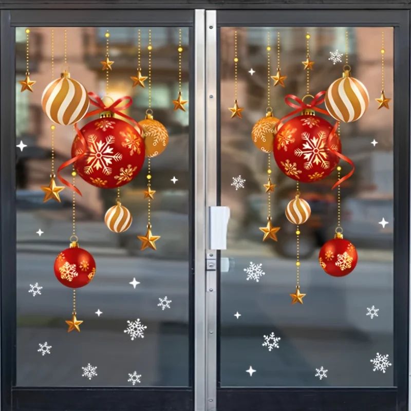 Christmas Window Stickers Snowflakes Balls Stars Decor