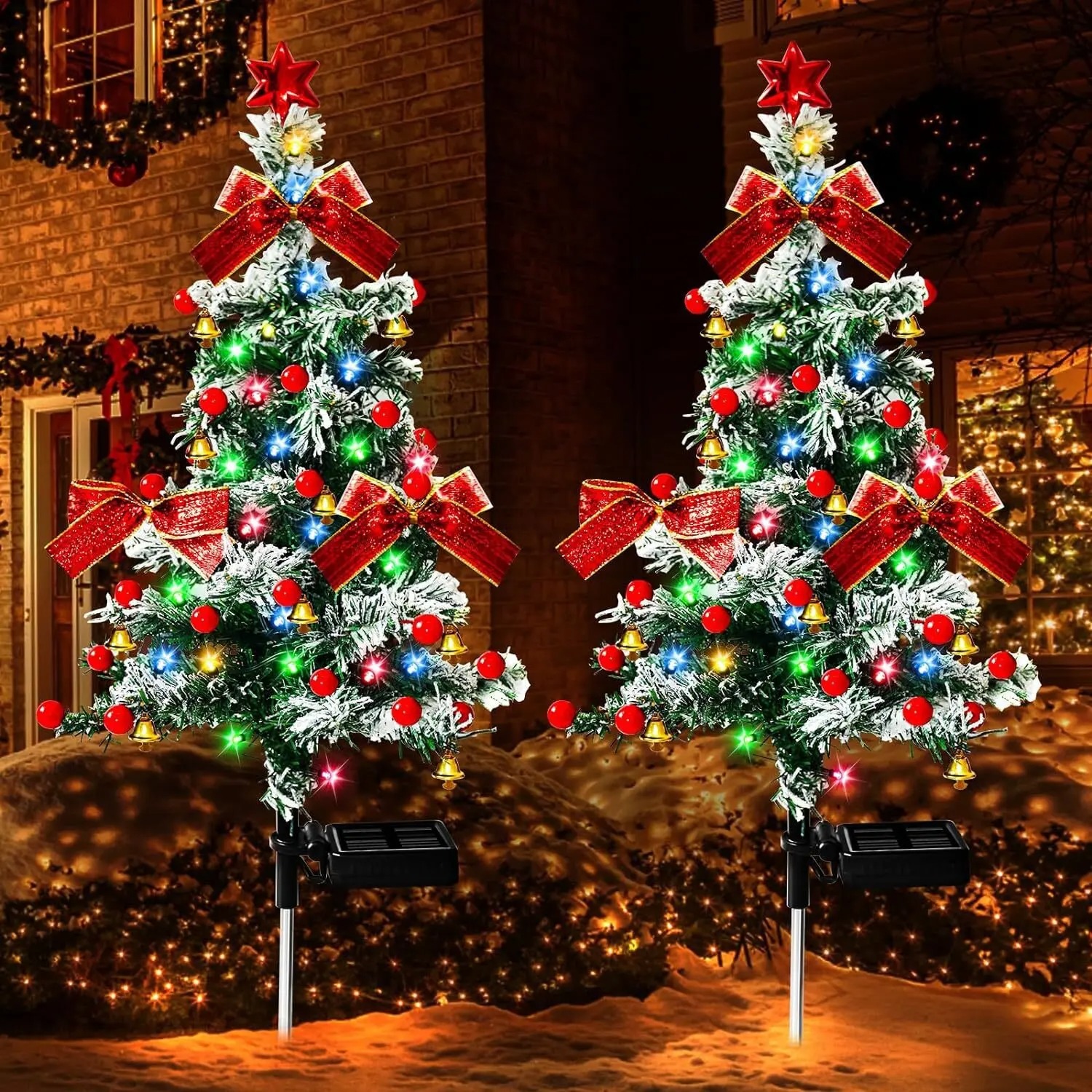 Solar Cedar Christmas Tree Lights - Outdoor Holiday Patio Garden Decor