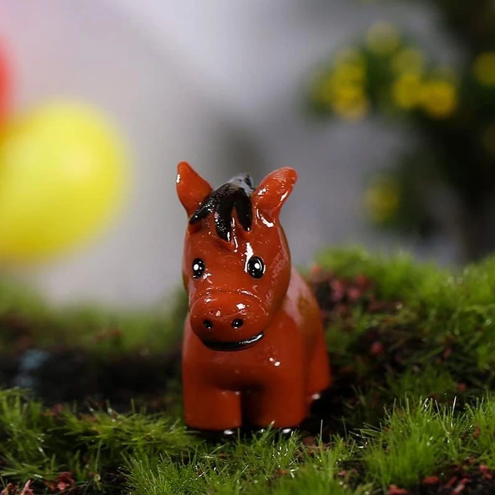 Mini Resin Horse Figurines Set Fairy Garden Animal Miniatures for DIY Decor