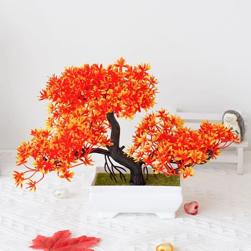 Artificial Desktop Bonsai Tree | Potted Simulation Green Plant | Modern Home Office Table Decor & Garden Ornament