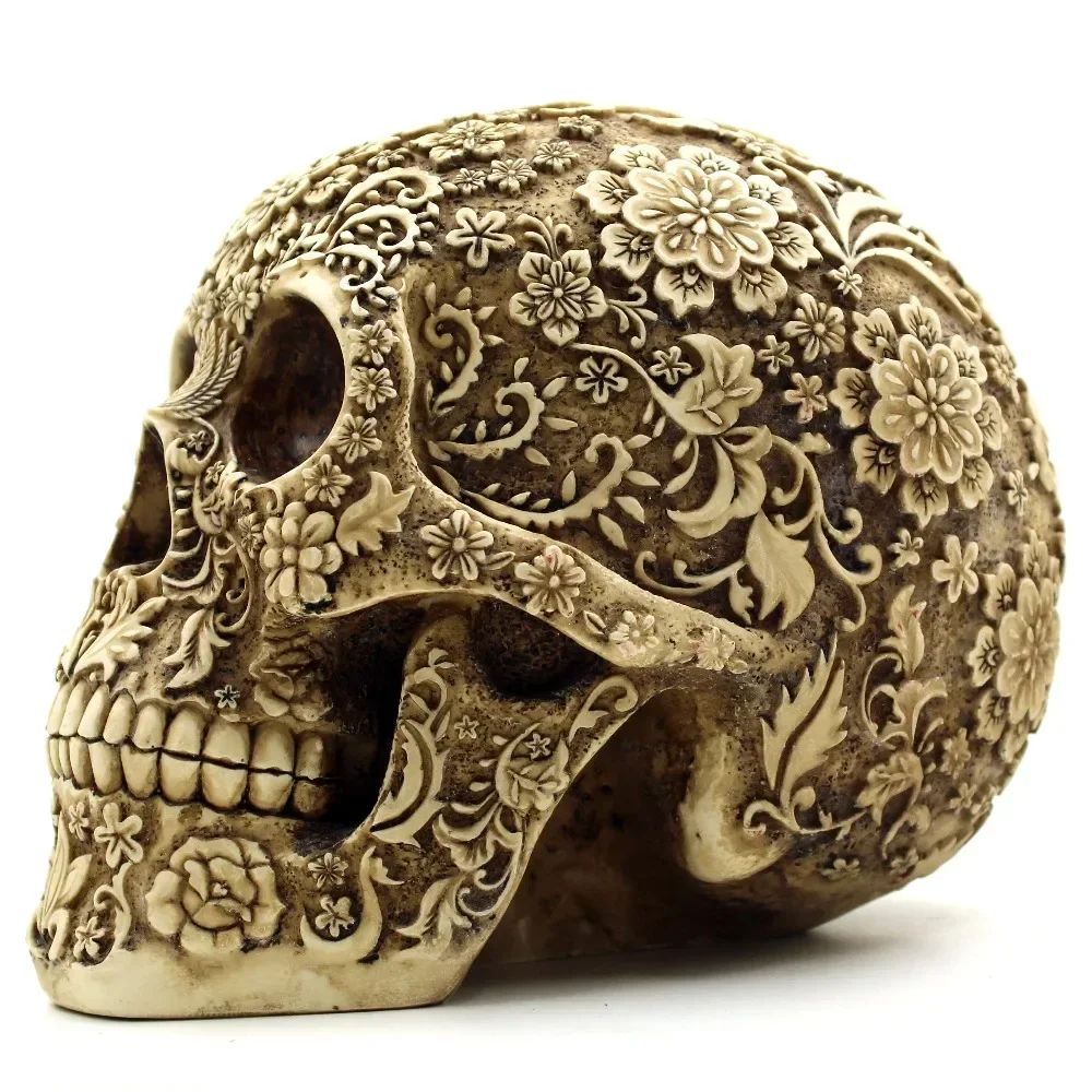 Plum Blossom Resin Skull Art Sculpture
