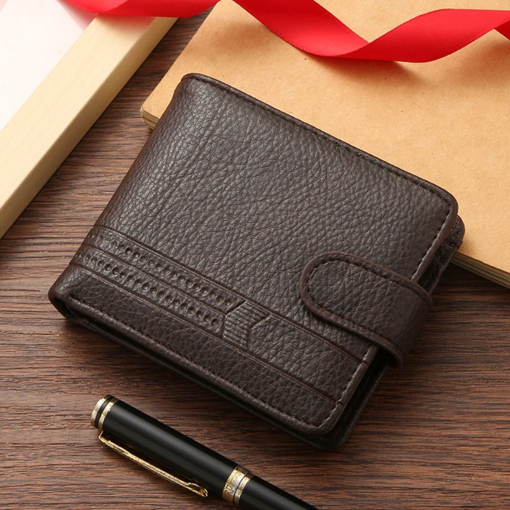 Durable Men Leather Wallet Slim Zipper Purse with Card Holder & Coin Pocket