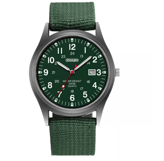 Mens Military Quartz Watch Luminous Nylon Strap Calendar Style