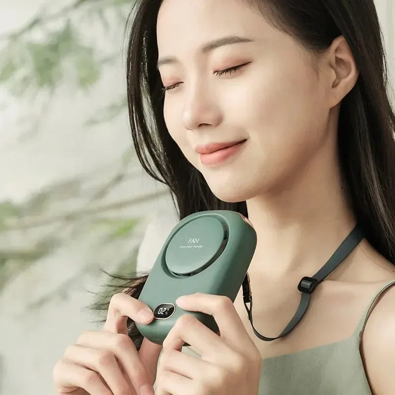 Ultra Portable USB Neck Fan – Silent High Wind Digital Display