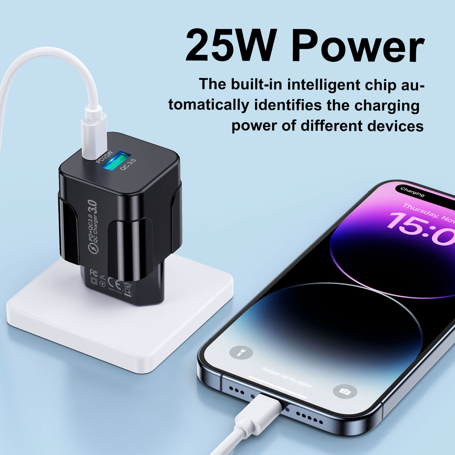 USB C Fast Charger, Quick Wall Charger, KR Plug Fast Charging Adapter