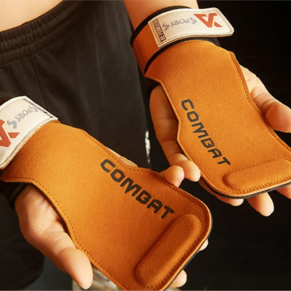 Cowhide Gym Gloves for Weightlifting - Anti-Skid Grips for Deadlifts and Workout Palm Protection
