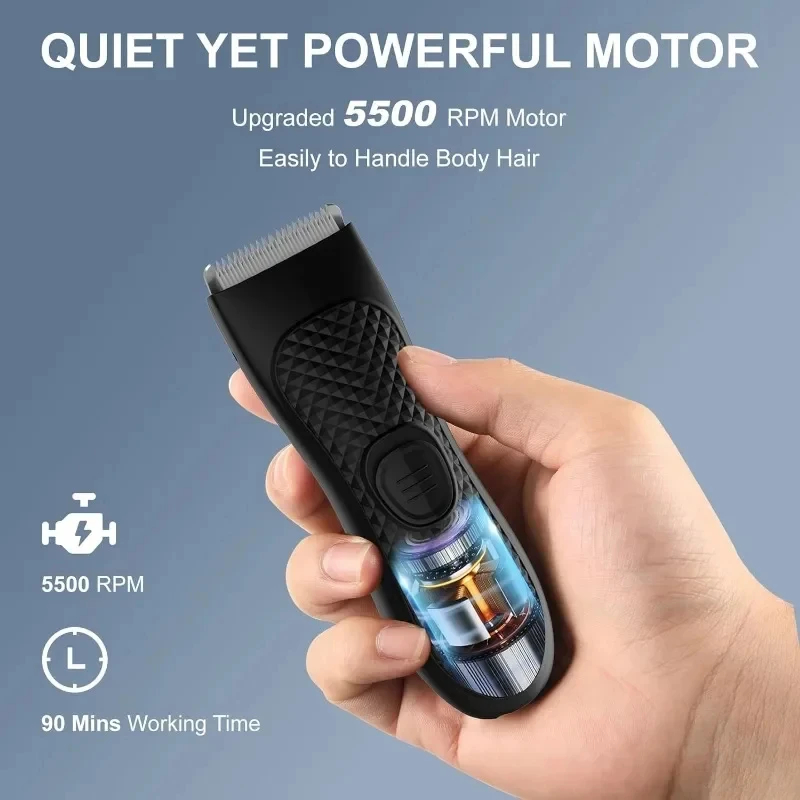 Rechargeable Men's Electric Groin Hair Trimmer, Pubic Hair Removal Clipper