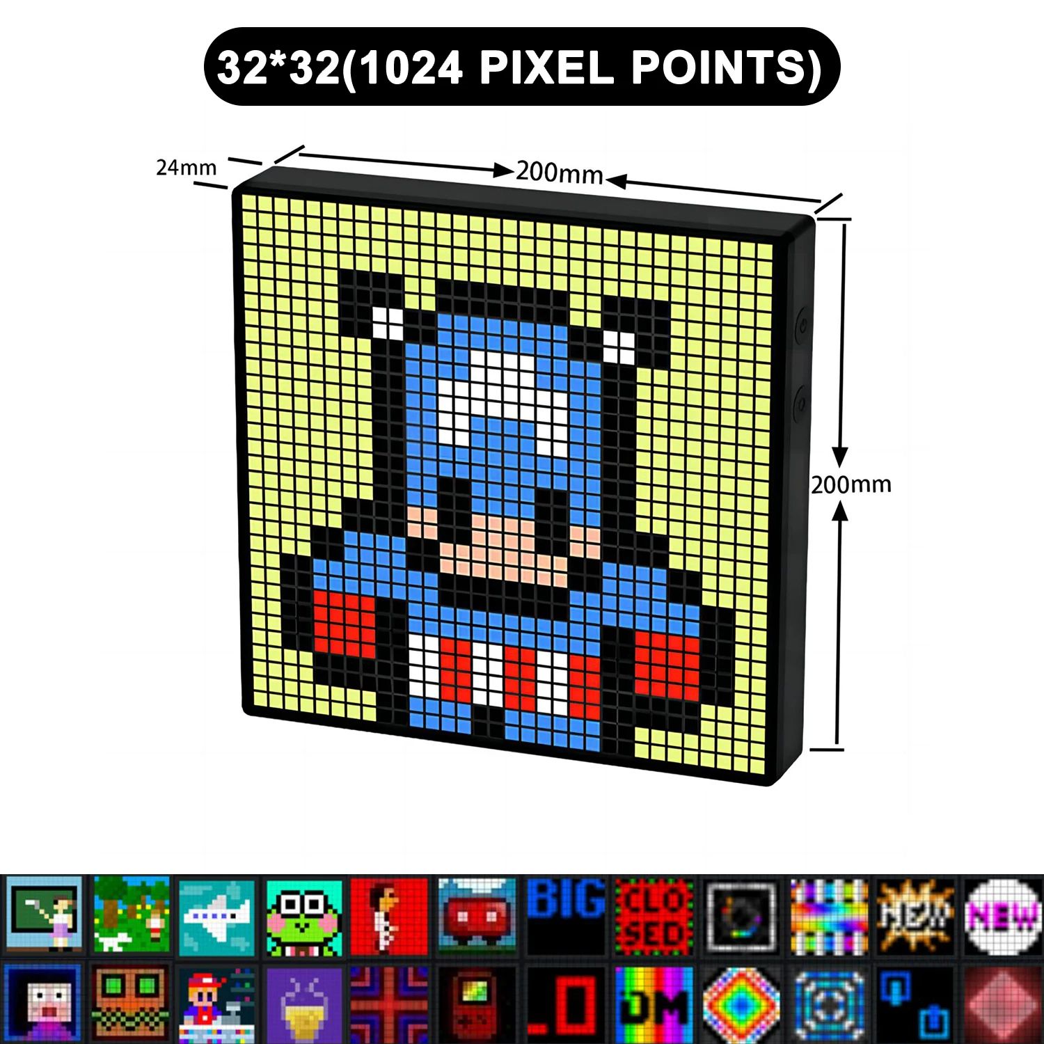 64x64 RGB LED Pixel Art Display with Bluetooth App Control