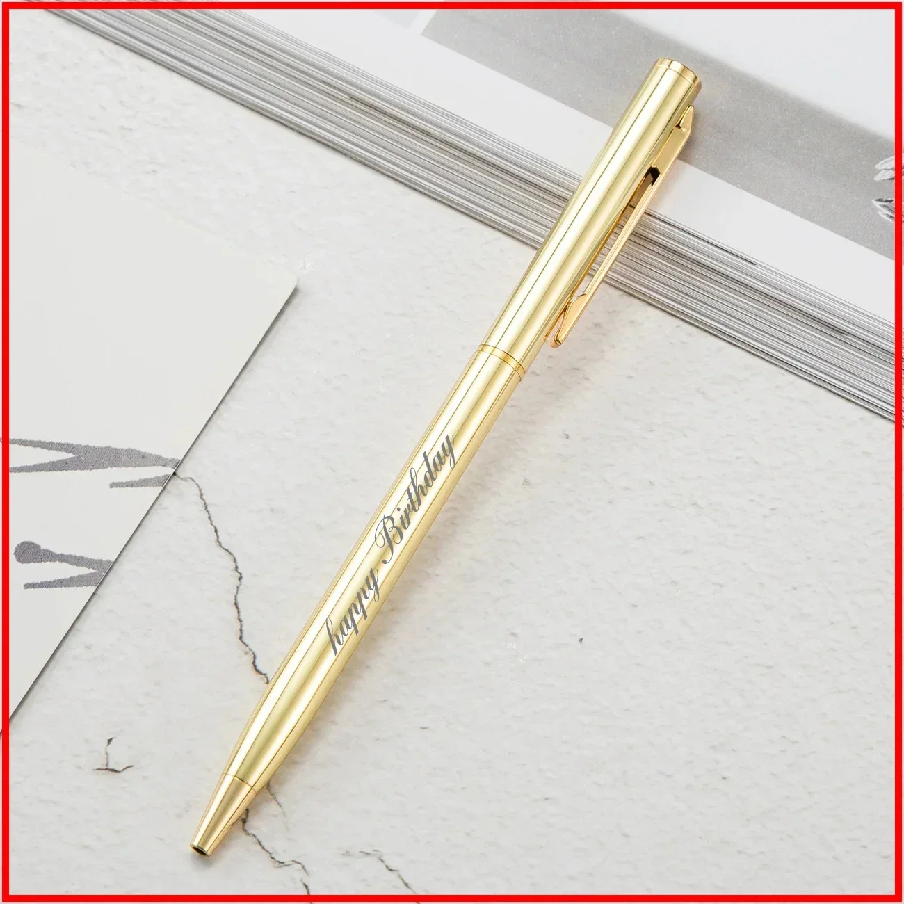 Metal Ballpoint Pens Rose Gold, Custom Logo, Engraved Name, Advertising Lettering, School Office Supplies