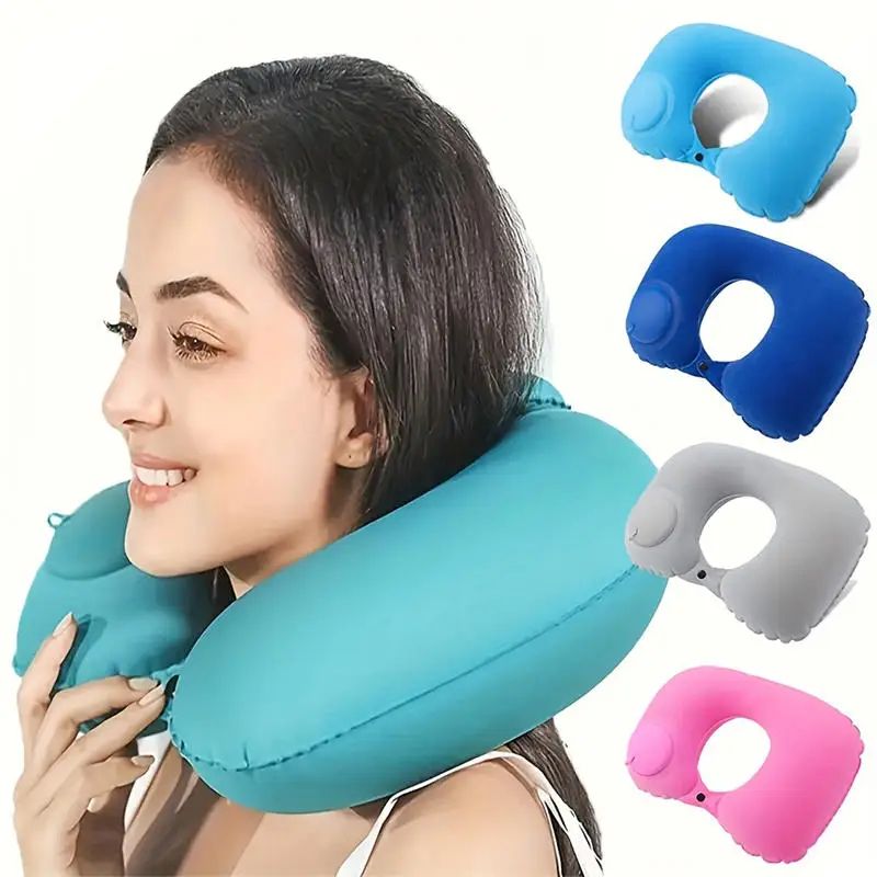 Ultra-Compact Inflatable Neck Pillow for Travel – Portable U-Shaped Comfort Support