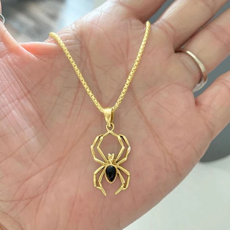 Spider Pendant Necklace With Stainless Steel Chain