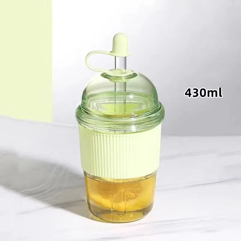 430ML Ins Style Straw Cup With Lid Large Capacity Bubble Boba Tea Coffee Milk Juice Mug Office Water Bottle