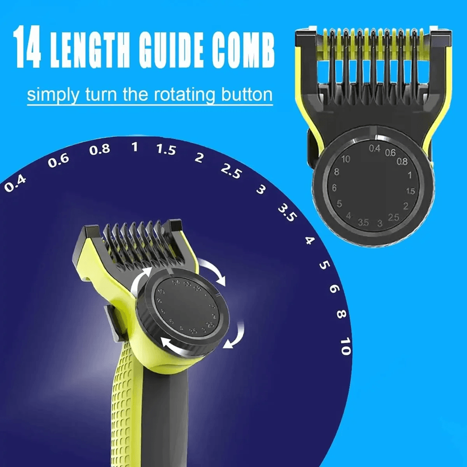 Adjustable Trimming Comb Attachment for Philips OneBlade Shaver with 14 Length Settings