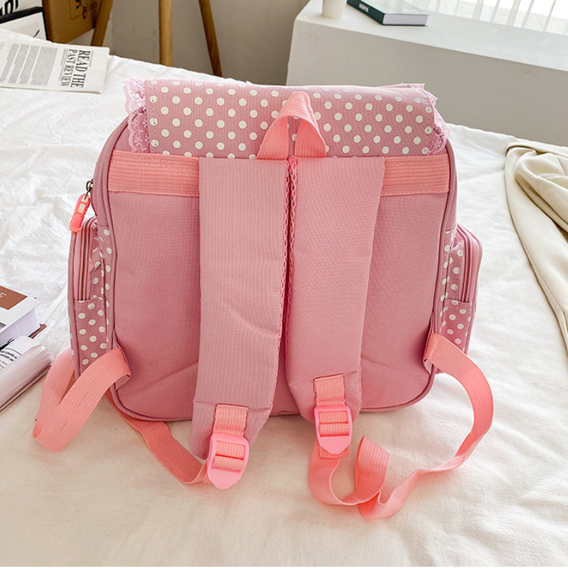 Strawberry Embroidered Girls School Backpack Cute Pink Kids Book Bag