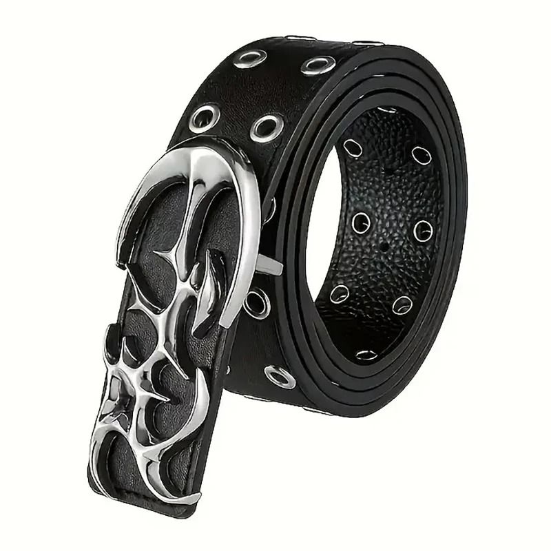 Y2K Hollow PU Leather Fashion Belt for Men and Women – Trendy Punk Style Waist Accessory