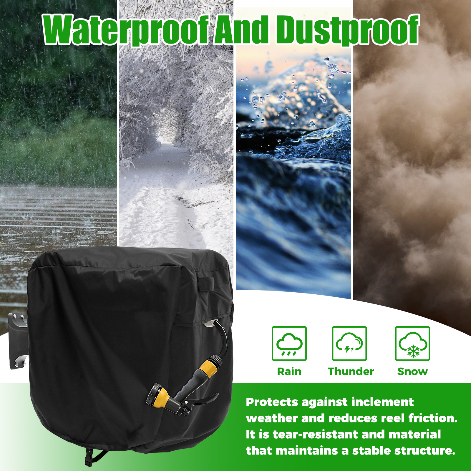 Adjustable Garden Hose Reel Covers, Hose Holder Cover, Waterproof Hosepipes Cover, Easy to Install Hose Reel Cart Cover