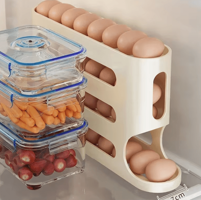 2–4 Layer Rolling Egg Holder for Fridge – Automatic Egg Dispenser Storage Container