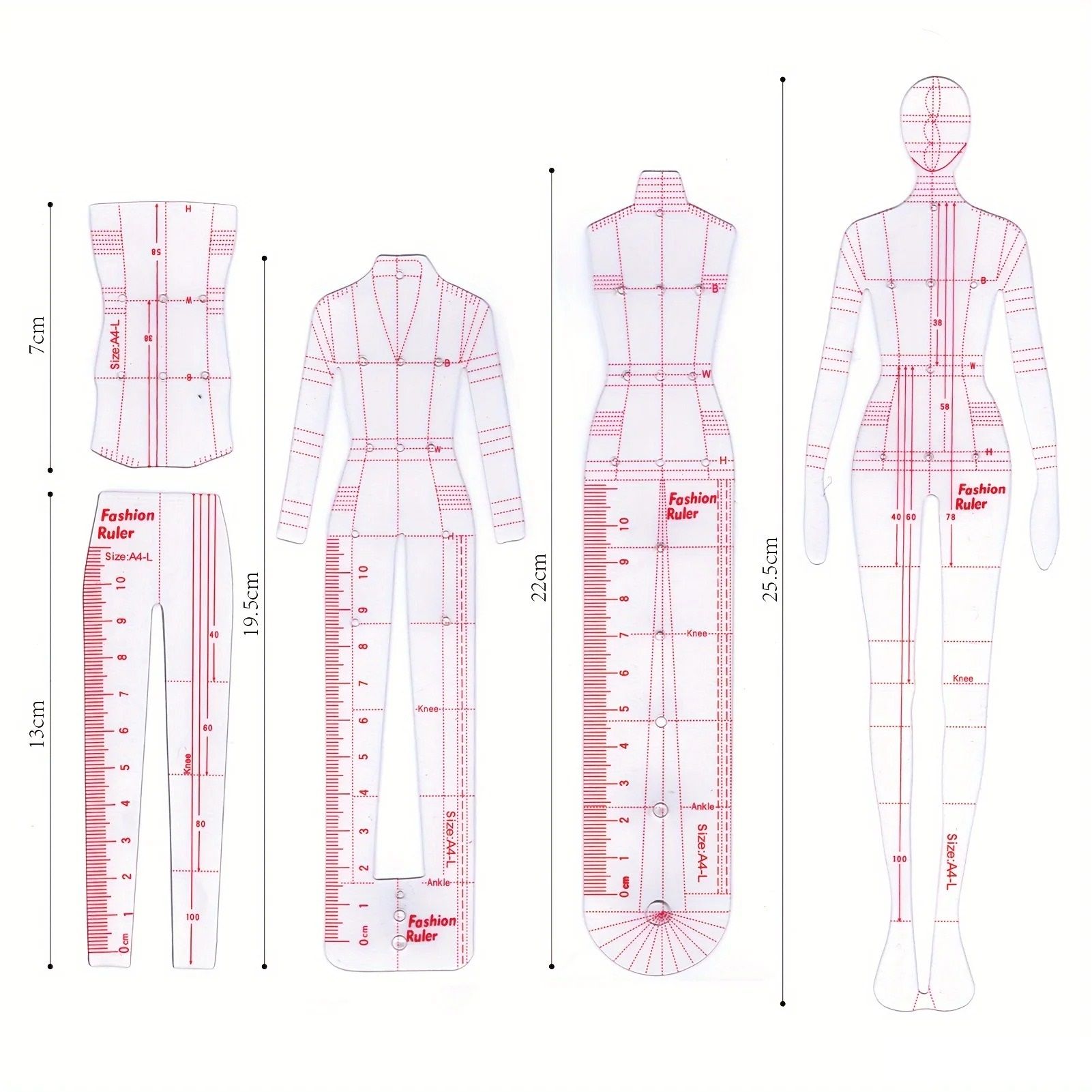 Transparent Fashion Model Body Template Ruler