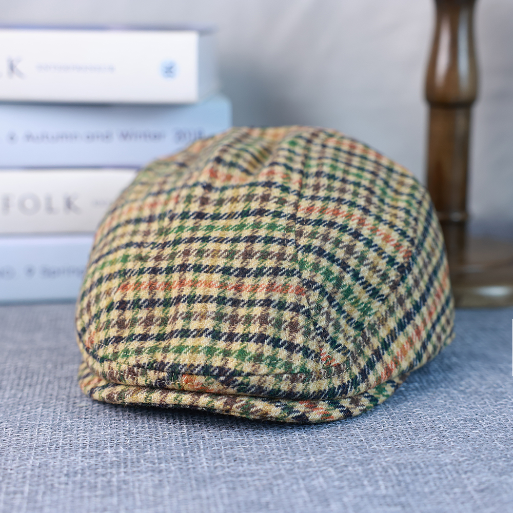 Vintage Plaid Newsboy Cap Flat Ivy Hat for Men and Women