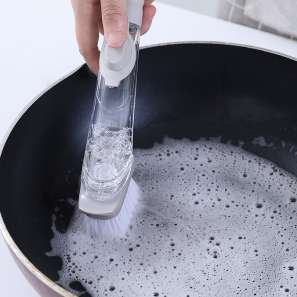 Efficient Kitchen Scrub Brush Set With Soap Dispenser
