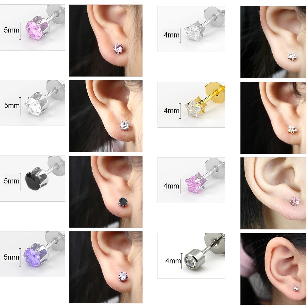 Disposable Sterile Ear Piercing Kit: Cartilage, Tragus, Helix Gun with No Pain - 1/2/4Pcs Piercer Tool & Stud Jewelry