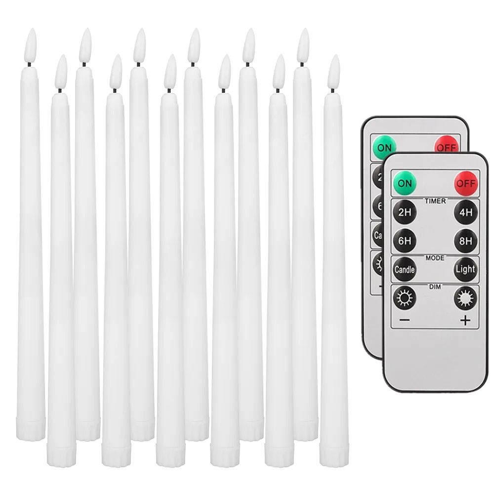 Flameless Taper Candles Set Timer Remote Flickering 6 to 24 Pieces