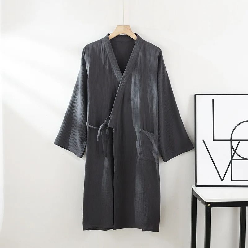 Thin Cotton Yarn Kimono Robes – Professional Couple's Bathrobe & Breathable Tied Cardigan Sleepwear