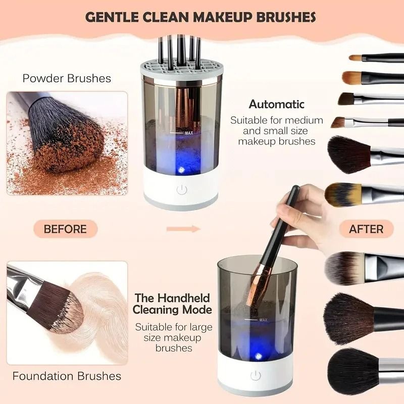 USB Plug Electric Makeup Brush Cleaner with Collars and Rubber Bowl