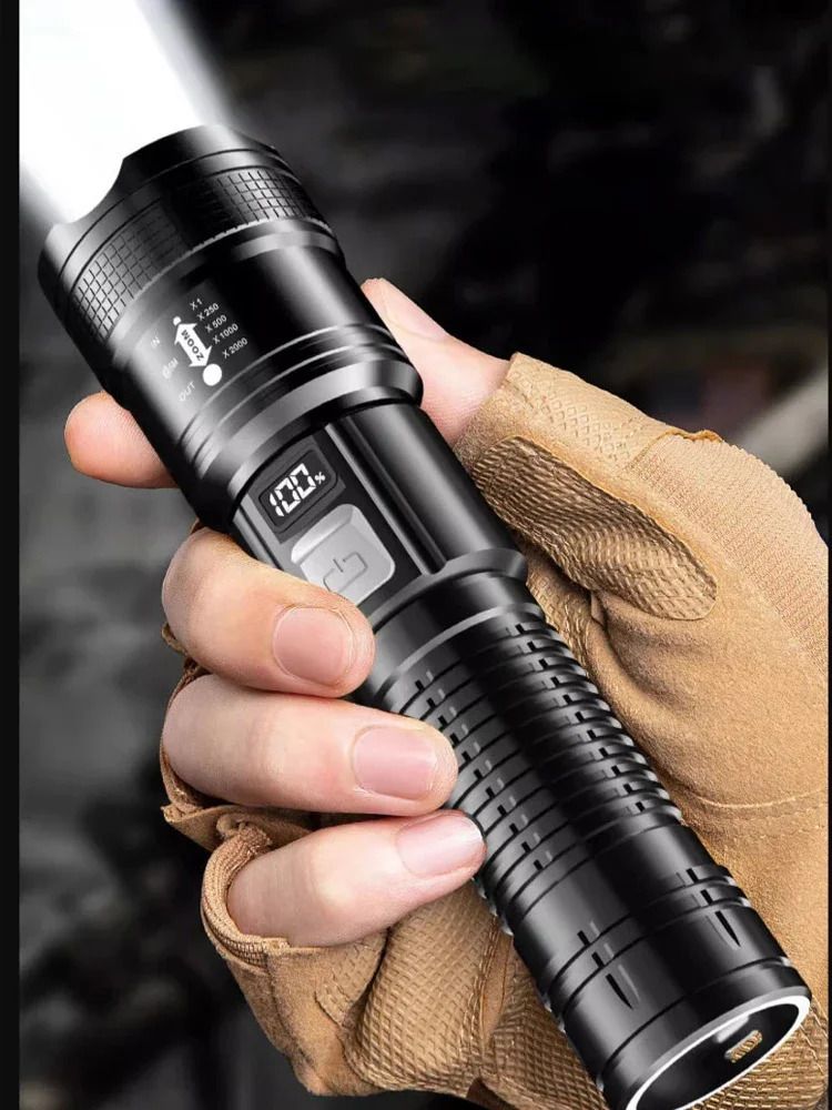 Strong Zoomable LED Flashlight, 2000LM Waterproof Tactical Lantern for Outdoor, Survival, Hiking & Emergency Use