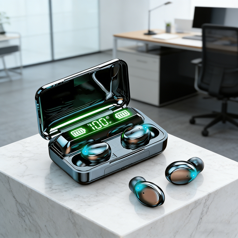 TWS Bluetooth Headphones Wireless Stereo Earbuds High Bass Waterproof Sport Earphones with Touch Control & Hands