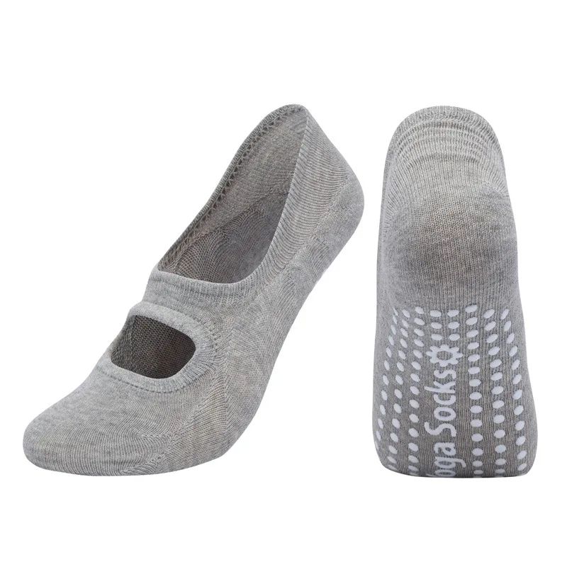 Womens Silicone Anti-Slip Backless Yoga Socks US 5-10.5– Non-Slip Pilates & Ballet Fitness Grip Socks
